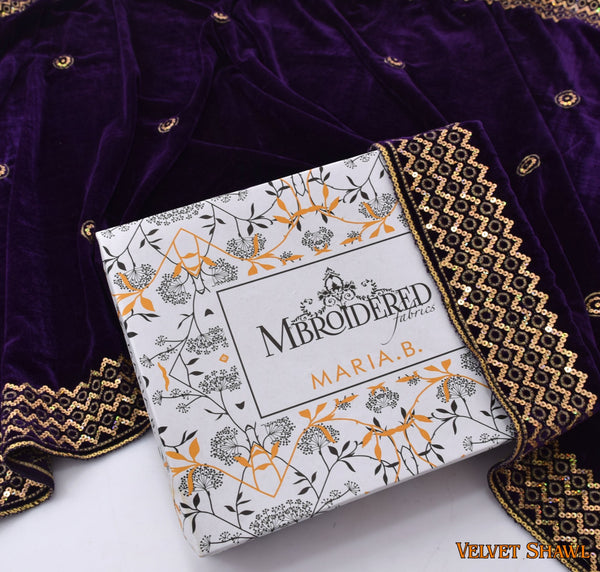 Maria B Velvet Shawls D-002 (Purple)
