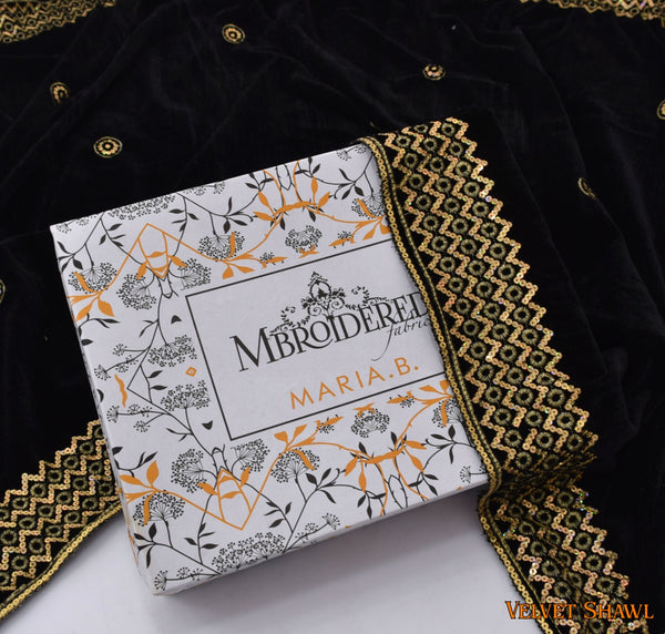 Maria B Velvet Shawls D-003 (Jet Black)