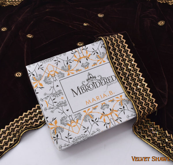 Maria B Velvet Shawls D-006 (Brown)