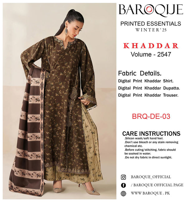 Baroque Khaddar 3Piece D-008